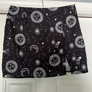 Black and white moon and stars skirt